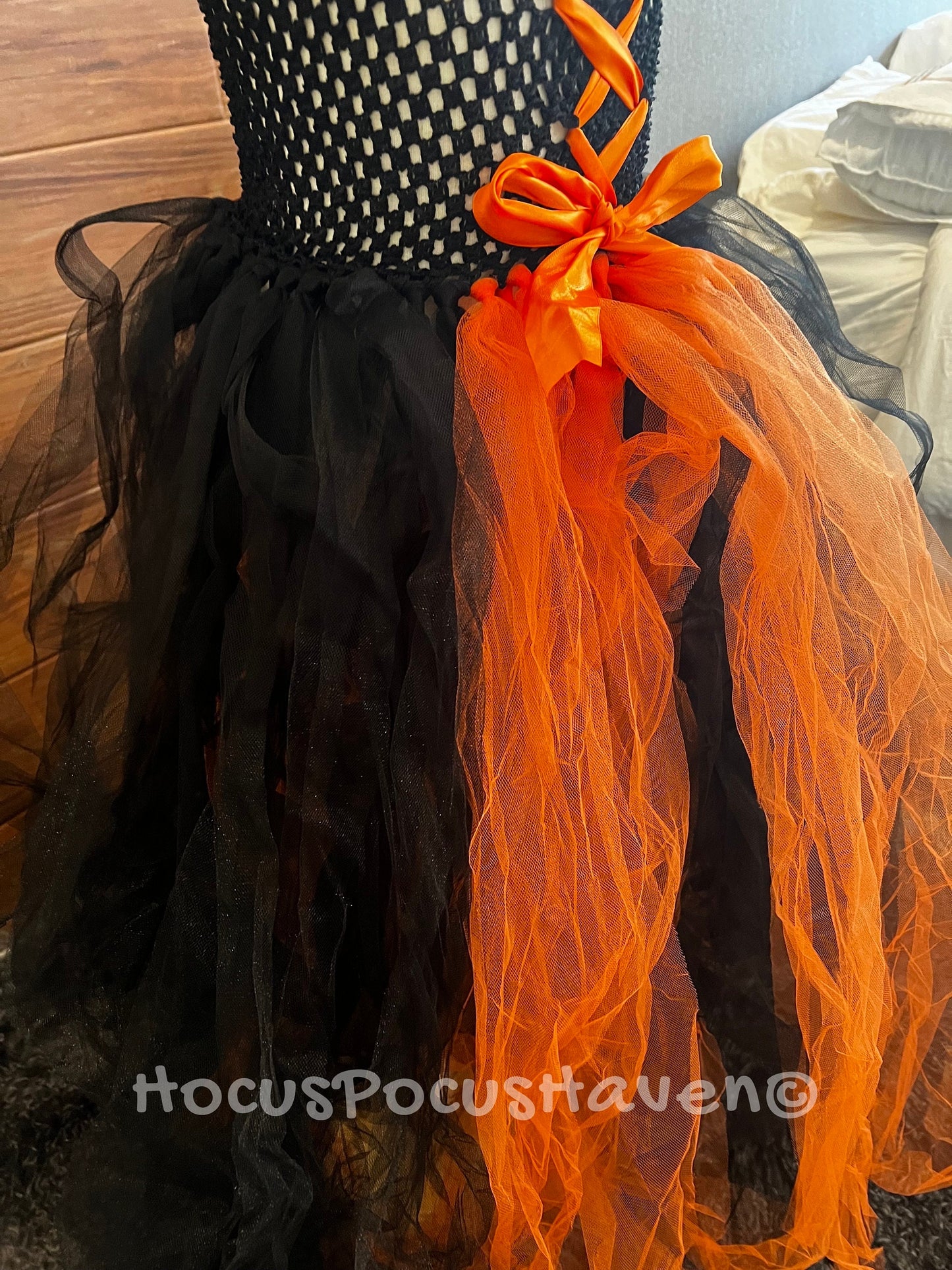 Halloween Witch Costume Flare Sleeve Long Tutu Dress