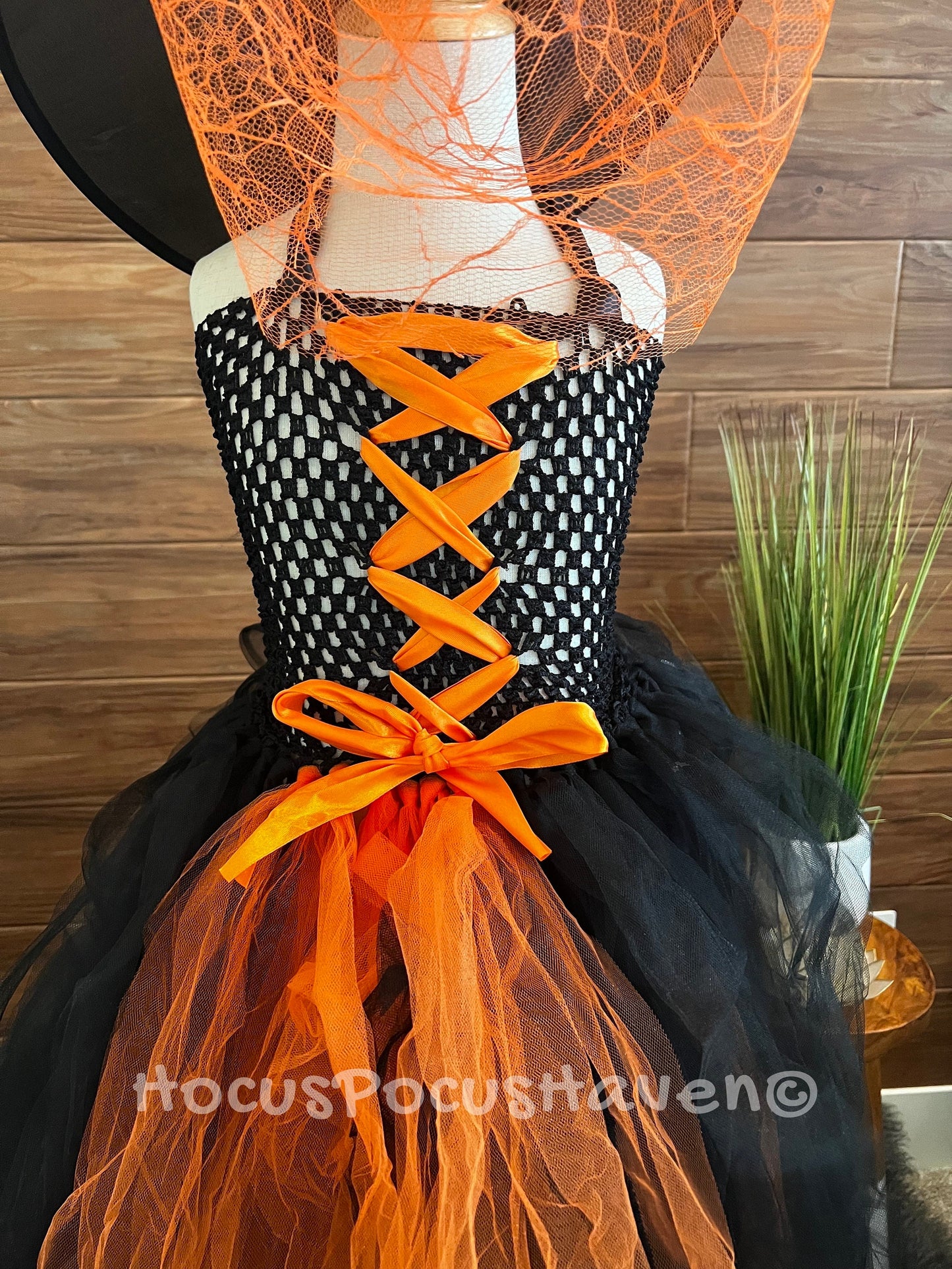 Halloween Witch Costume Flare Sleeve Long Tutu Dress